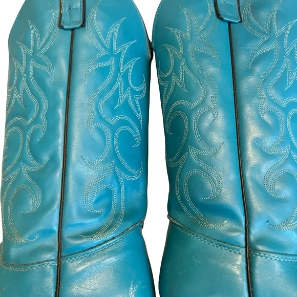 Vintage Sheplers Gorgeous Teal Blue Tall Western Boots. - Picture 7 of 16